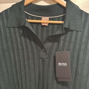 BOSS Faranja Rib Polo in Open Green